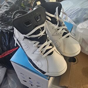Jordan Kids White and Black Sneakers